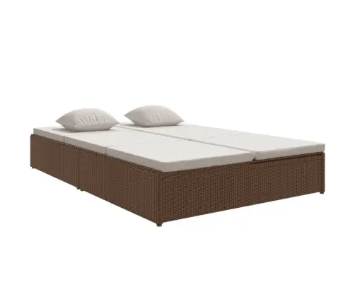 Nolaižama Sauļošanās Gulta Ar Matračiem, Brūna Pe Rotangpalma Vidaxl