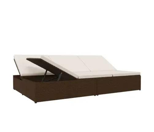 Nolaižama Sauļošanās Gulta Ar Matračiem, Brūna Pe Rotangpalma Vidaxl