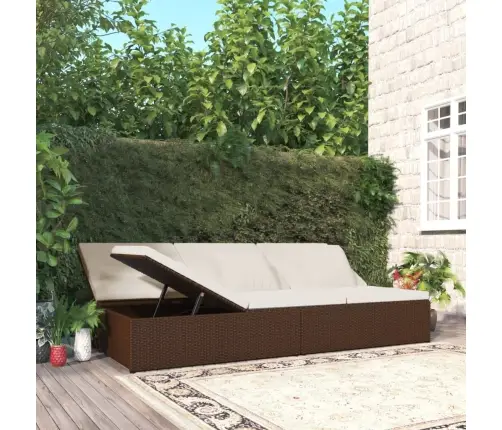 Nolaižama Sauļošanās Gulta Ar Matračiem, Brūna Pe Rotangpalma Vidaxl