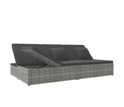 Keičiamas Saulės Gultas Su Pagalvėlėmis, Pilkas, Poliratanas