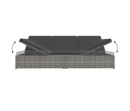 Keičiamas Saulės Gultas Su Pagalvėlėmis, Pilkas, Poliratanas