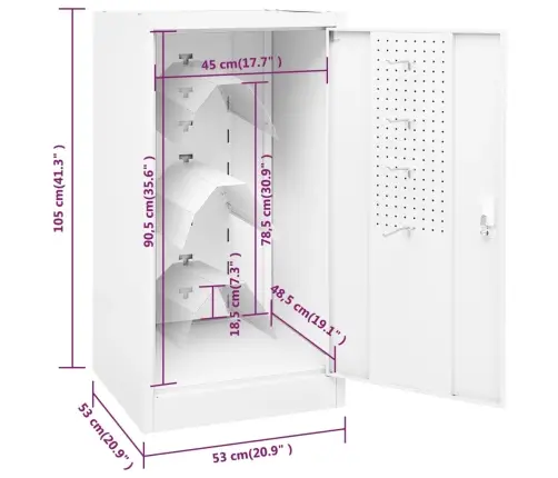 Seglu Skapis, Balts, 53X53X105 Cm, Tērauds    Vidaxl