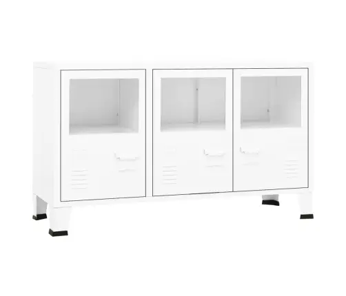 Kumode, Balta, 105X35X62 Cm, Metāls Un Stikls Vidaxl