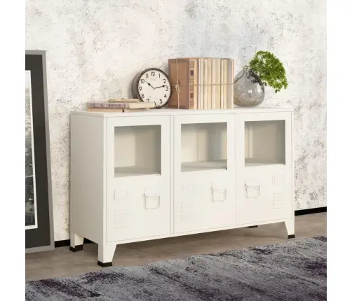 Kumode, Balta, 105X35X62 Cm, Metāls Un Stikls Vidaxl