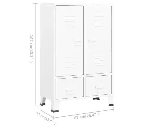 Drabužių Spinta, Baltos Spalvos, 67X35X107cm Plienas