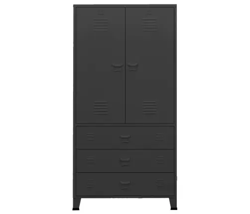 Drabužių Spinta, Juodos Spalvos, 90X50X180cm Metalas