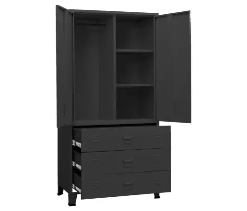 Drabužių Spinta, Juodos Spalvos, 90X50X180cm Metalas