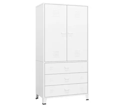 Skapis, 90X50X180 Cm, Metāls, Balts Vidaxl