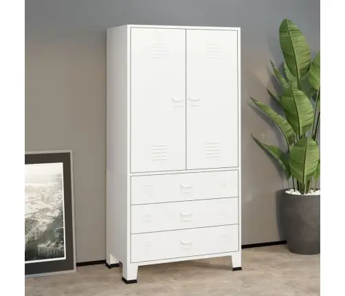 Skapis, 90X50X180 Cm, Metāls, Balts Vidaxl