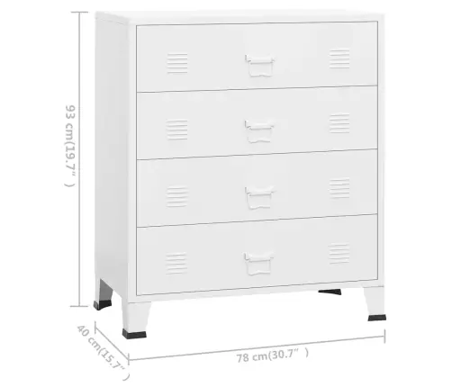 Spintelė Su Stalčiais, Balta, 78X40X93cm Metalas