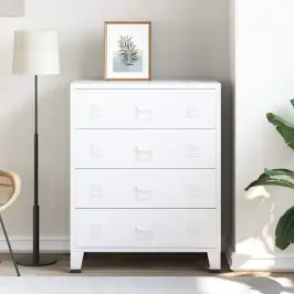 Industriaalne Kummut, Valge, 78X40X93 cm Metall