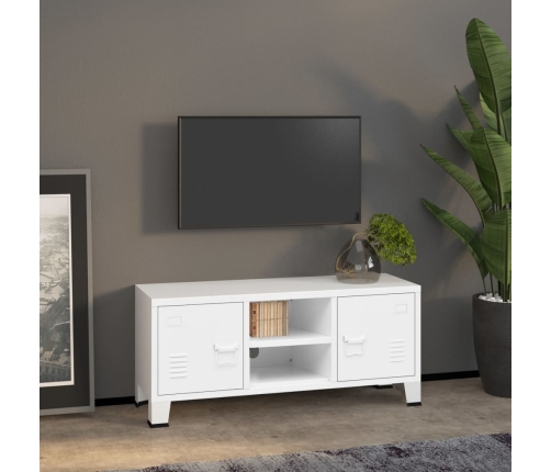 Tv Skapītis, Balts, 105X35X42 Cm, Industriāls Dizains, Metāls Vidaxl