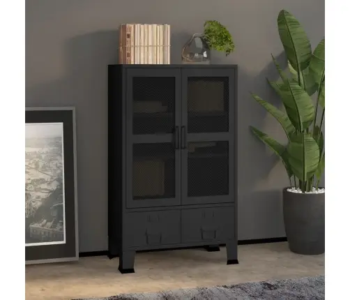 Uzglabāšanas Skapis, Industriāls, Melns, 70X40X115 Cm, Metāls Vidaxl