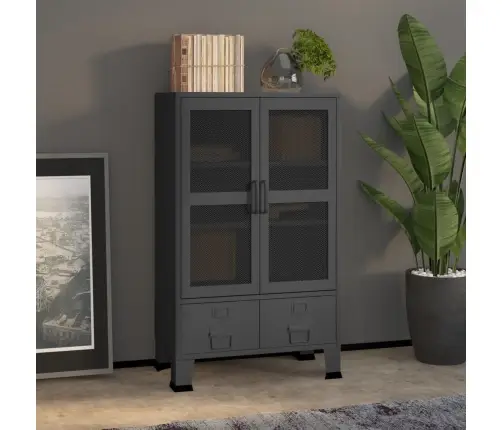 Skapītis, Pelēks, Industriāls Dizains, 70X40X115 Cm, Metāls Vidaxl