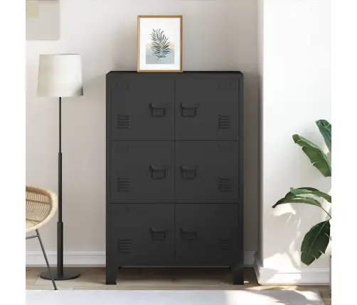 Uzglabāšanas Skapis, Industriāls, Melns, 75X40X115 Cm, Metāls Vidaxl