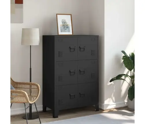 Uzglabāšanas Skapis, Industriāls, Melns, 75X40X115 Cm, Metāls Vidaxl