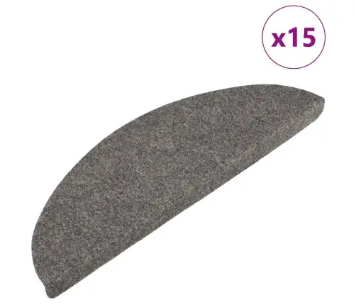 Kāpņu Paklāji, 15 Gab., Pašlīmējoši, 56X17X3 Cm, Pelēki Vidaxl