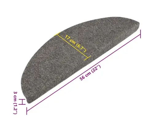 Kāpņu Paklāji, 15 Gab., Pašlīmējoši, 56X17X3 Cm, Pelēki Vidaxl