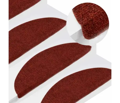 Kāpņu Paklāji, 15 Gab., Pašlīmējoši, 56X17X3 Cm, Sarkani Vidaxl