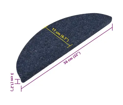 Lipnūs Laiptų Kilimėliai, 15Vnt., Mėlynos Spalvos, 56X17X3 Cm