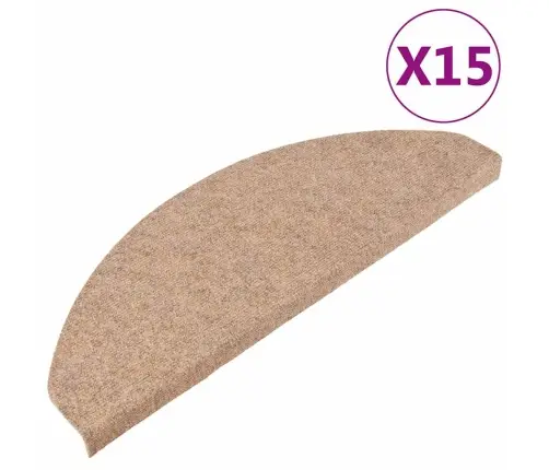 Kāpņu Paklāji, 15 Gab., Pašlīmējoši, 65X22,5X3,5 Cm, Bēši Vidaxl