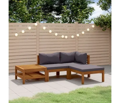 Sodo Baldų Komplektas Su Pagalvėmis, 4 Dalių, Akacijos Masyvas