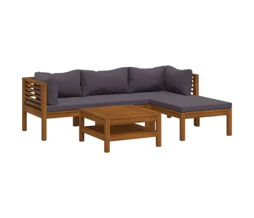 5-Daļīgs Dārza Atpūtas Mēbeļu Komplekts Ar Matračiem, Akācija Vidaxl