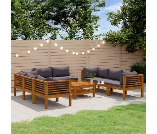 9-Daļīgs Dārza Atpūtas Mēbeļu Komplekts Ar Matračiem, Akācija Vidaxl