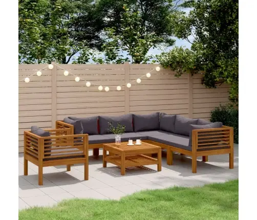 7-Daļīgs Dārza Atpūtas Mēbeļu Komplekts Ar Matračiem, Akācija Vidaxl