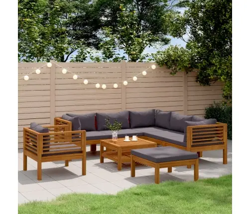 Sodo Baldų Komplektas Su Pagalvėmis, 8 Dalių, Akacijos Masyvas