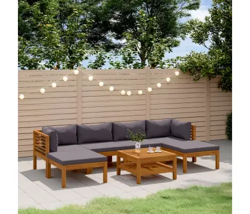 7-Daļīgs Dārza Atpūtas Mēbeļu Komplekts Ar Matračiem, Akācija Vidaxl