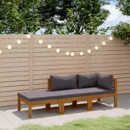 3-Daļīgs Dārza Atpūtas Mēbeļu Komplekts Ar Matračiem, Akācija Vidaxl