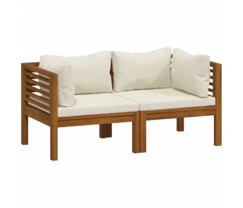 Divvietīgs Dārza Dīvāns, Krēmkrāsas Matrači, Akācijas Koks Vidaxl