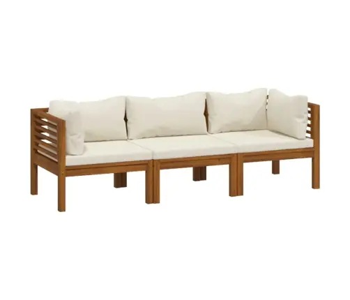 Trīsvietīgs Dārza Dīvāns, Krēmkrāsas Matrači, Akācijas Koks Vidaxl