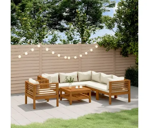 7-Daļīgs Dārza Atpūtas Mēbeļu Komplekts Ar Matračiem, Akācija Vidaxl