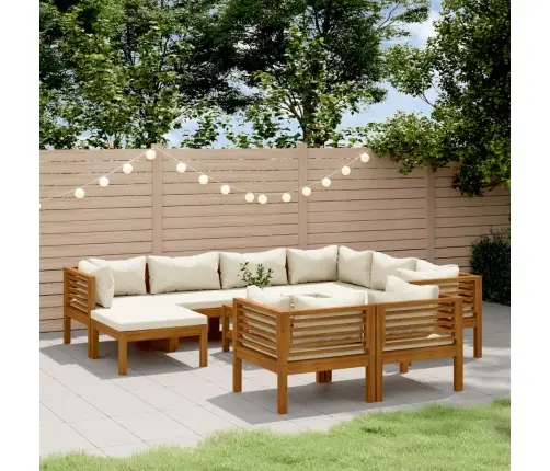 10-Daļīgs Dārza Atpūtas Mēbeļu Komplekts Ar Matračiem, Akācija Vidaxl