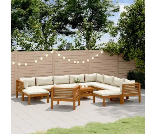 12-Daļīgs Dārza Atpūtas Mēbeļu Komplekts Ar Matračiem, Akācija Vidaxl