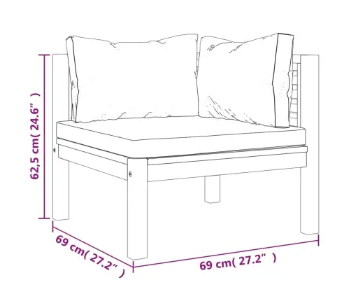 7-Osaline Aiadiivanikomplekt Kreemjate Patjadega, Akaatsiapuit