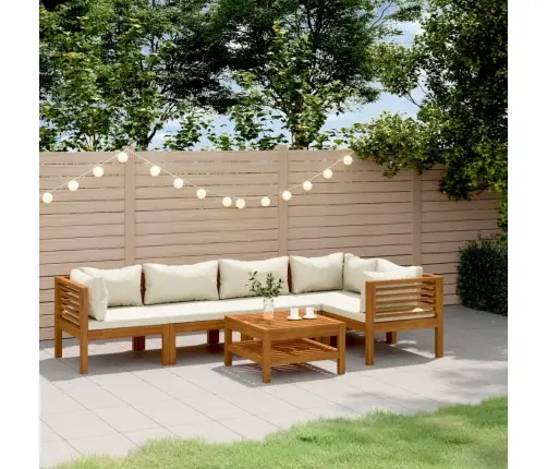 6-Osaline Aiadiivanikomplekt Kreemjate Patjadega, Akaatsiapuit