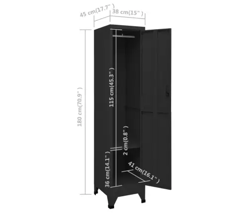 Lukustatav Hoiukapp, Must, 38 X 45 X 180 cm Teras