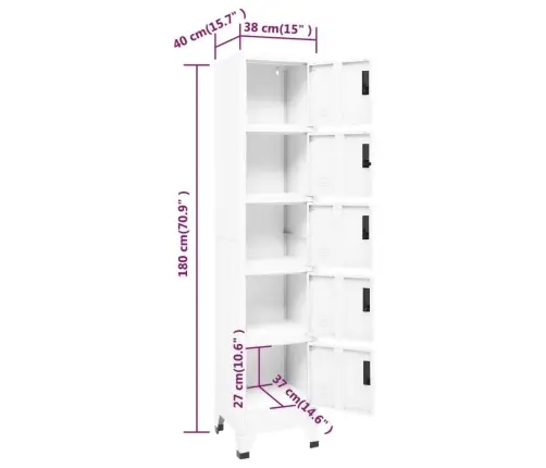 Lukustatav Hoiukapp, Valge, 38 X 40 X 180 cm Teras
