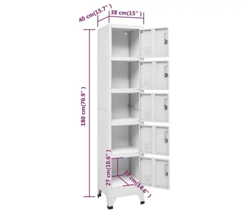 Ģērbtuves Skapis, Gaiši Pelēks, 38X40X180 Cm, Tērauds Vidaxl