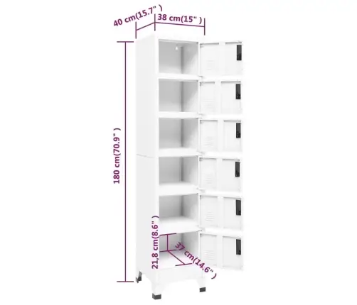 Ģērbtuves Skapis, Balts, 38X40X180 Cm, Tērauds Vidaxl