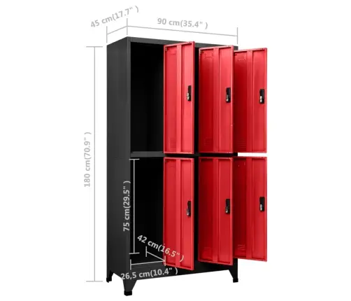 Persirengimo Spintelė, Antracito/Raudona, 90X45X180cm Plienas