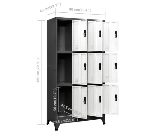 Lukustatav Hoiukapp, Antratsiit, Valge, 90X45X180 cm Teras