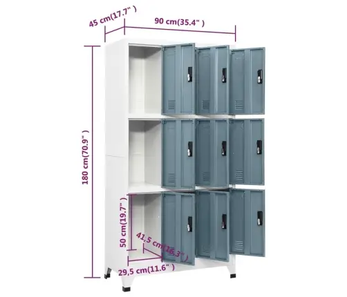Lukustatav Hoiukapp, Helehall Ja Tumehall, 90X45X180 cm Teras