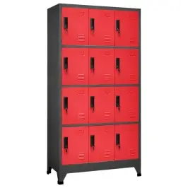 Ģērbtuves Skapis, Pelēks, Sarkans, 90X45X180 Cm, Tērauds Vidaxl Ģērbtuves Skapis, Pelēks, Sarkans, 90X45X180 Cm, Tērauds Vidaxl