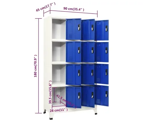 Lukustatav Hoiukapp, Hall Ja Sinine, 90 X 45 X 180 cm Teras