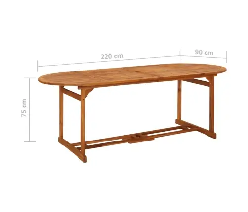 9-Daļīgs Dārza Mēbeļu Komplekts, 220X90X75Cm Akācijas Masīvkoks Vidaxl