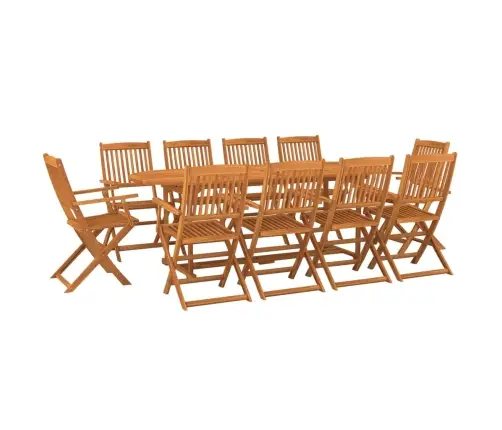 11-Daļīgs Dārza Mēbeļu Komplekts 220X90X75Cm Akācijas Masīvkoks Vidaxl